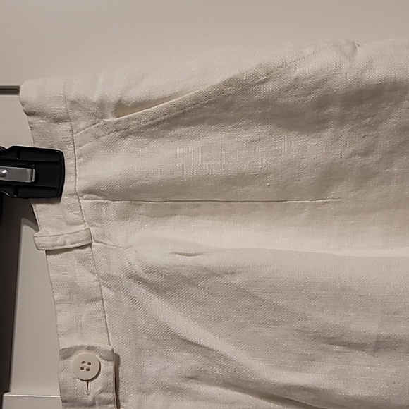 Talbots Irish Linen Pants Womens Sz 12 Petites White Tappered Lined Summer VTG - Picture 3 of 8
